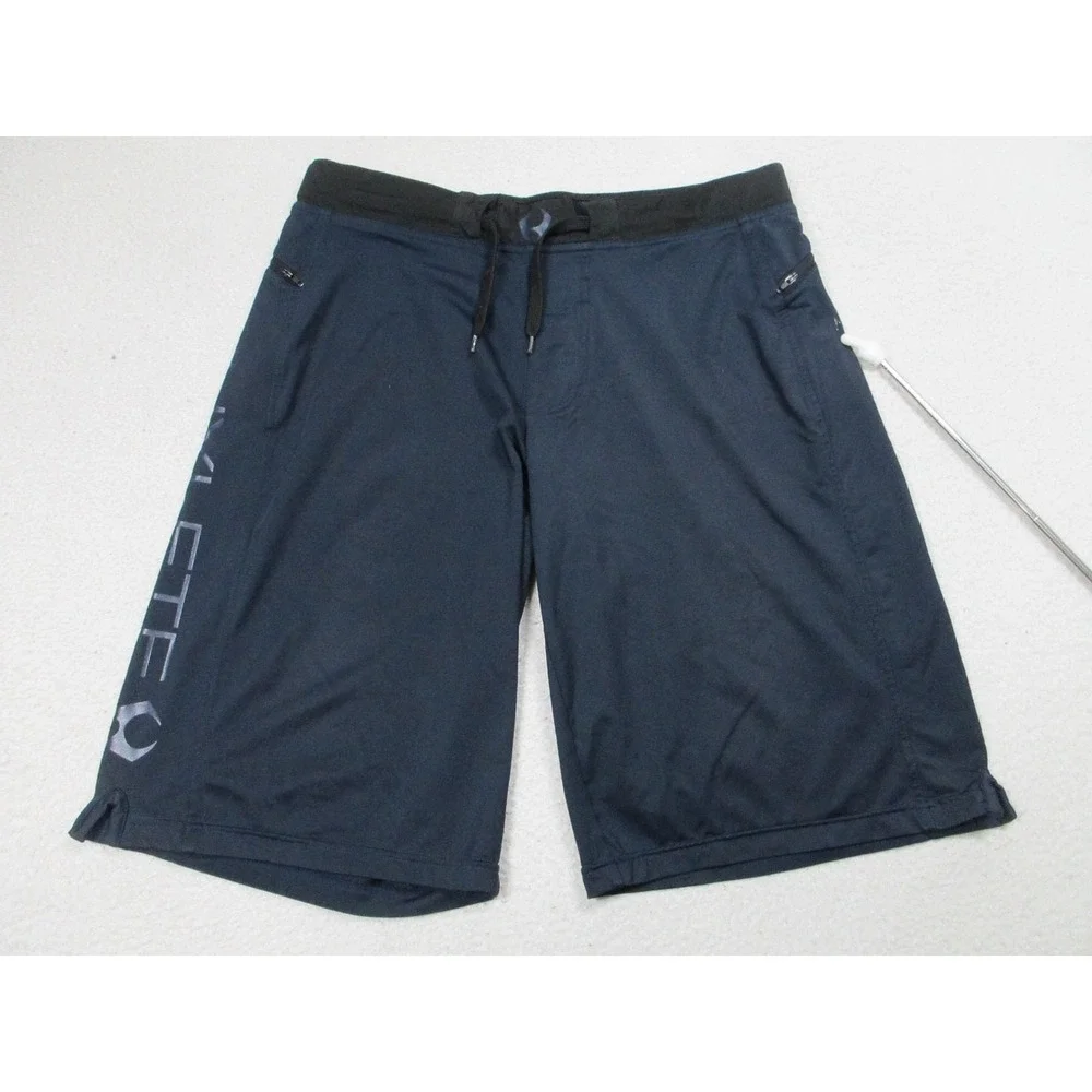 HYLETE Shorts Mens Medium Blue Athletic Training Zip Pocket Drawstring 12 Inseam
